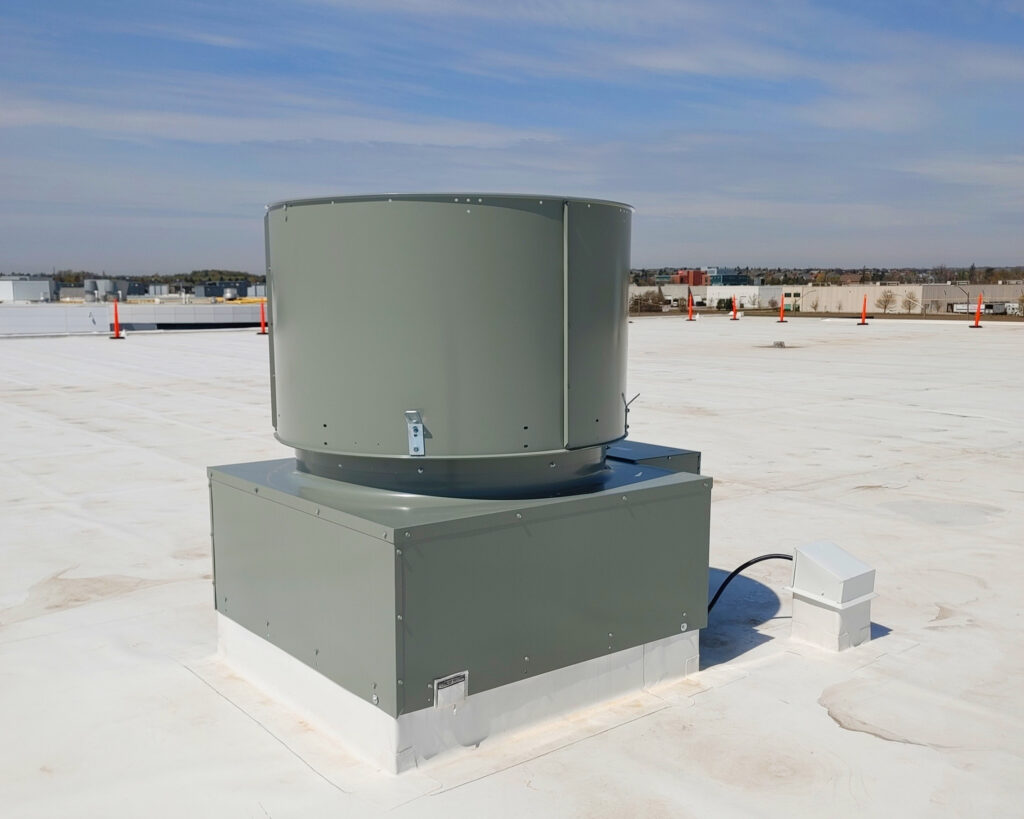 Up blast axial exhaust fan